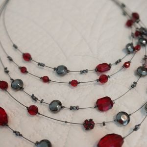 Wine and pewter necklace